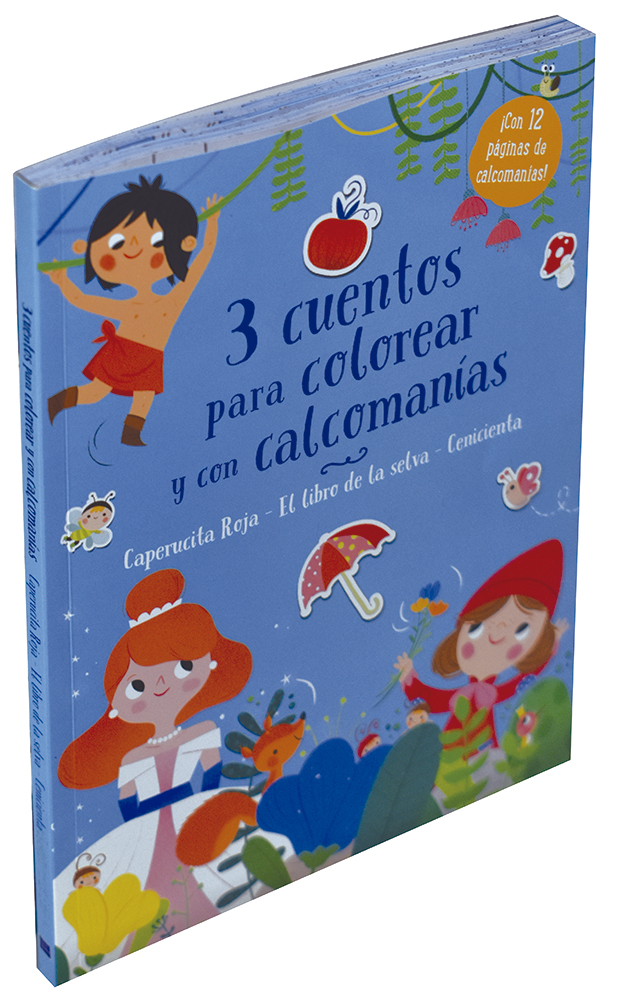 LIBRO INFATIL: 3 CUENTOS PARA COLOREAR Y CALCOMANIAS CAPERUCITA ROJA