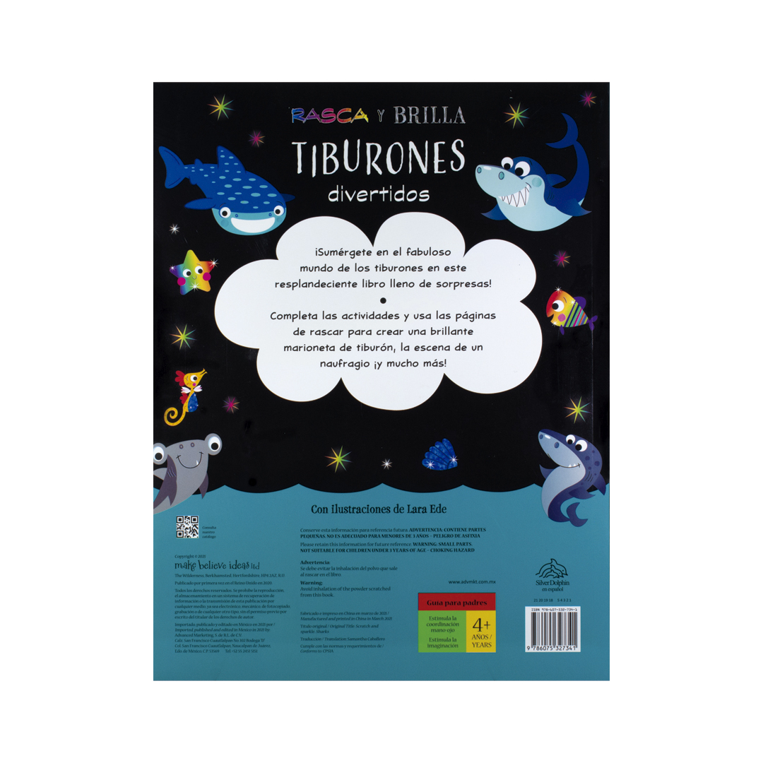 RASCA Y BRILLA TIBURONES DIVERTIDOS - 9786075327341-3