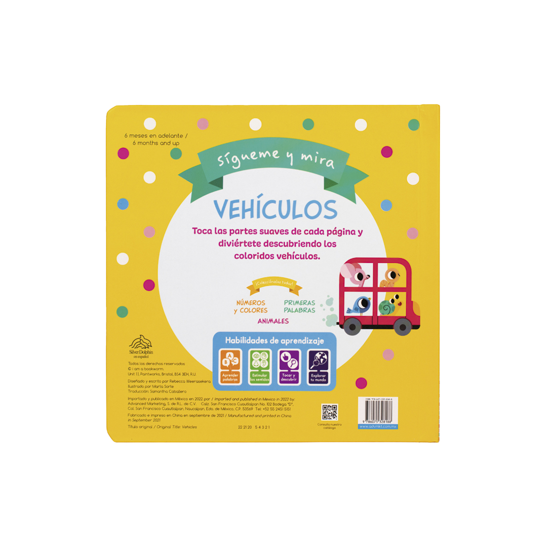 LIBRO CON TEXTURA SÍGUEME Y MIRA VEHÍCULOS - 9786075328188-3