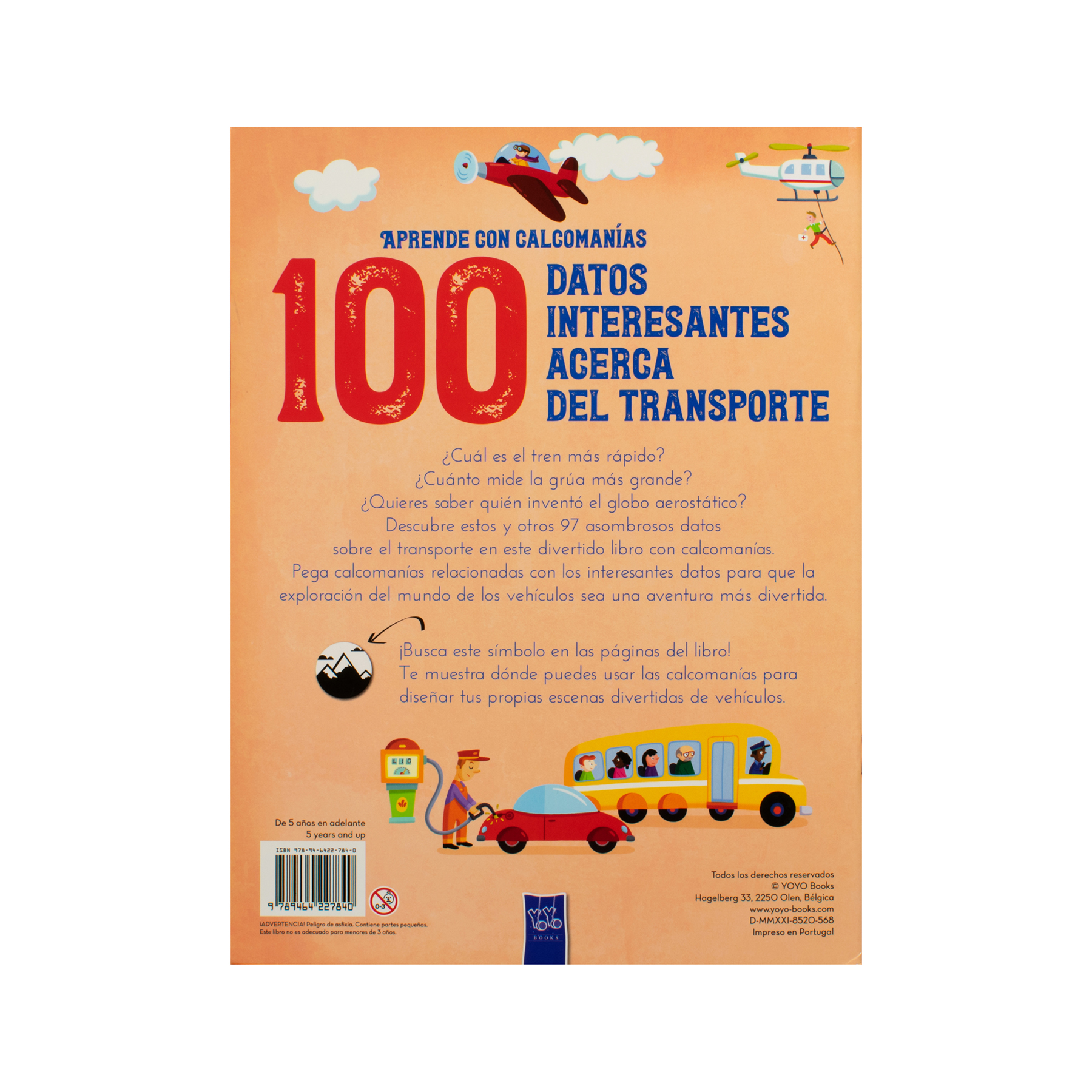 Libro Interactivo con calcomanías 100 Datos Interesantes acerca del transporte - 9789464227840-3
