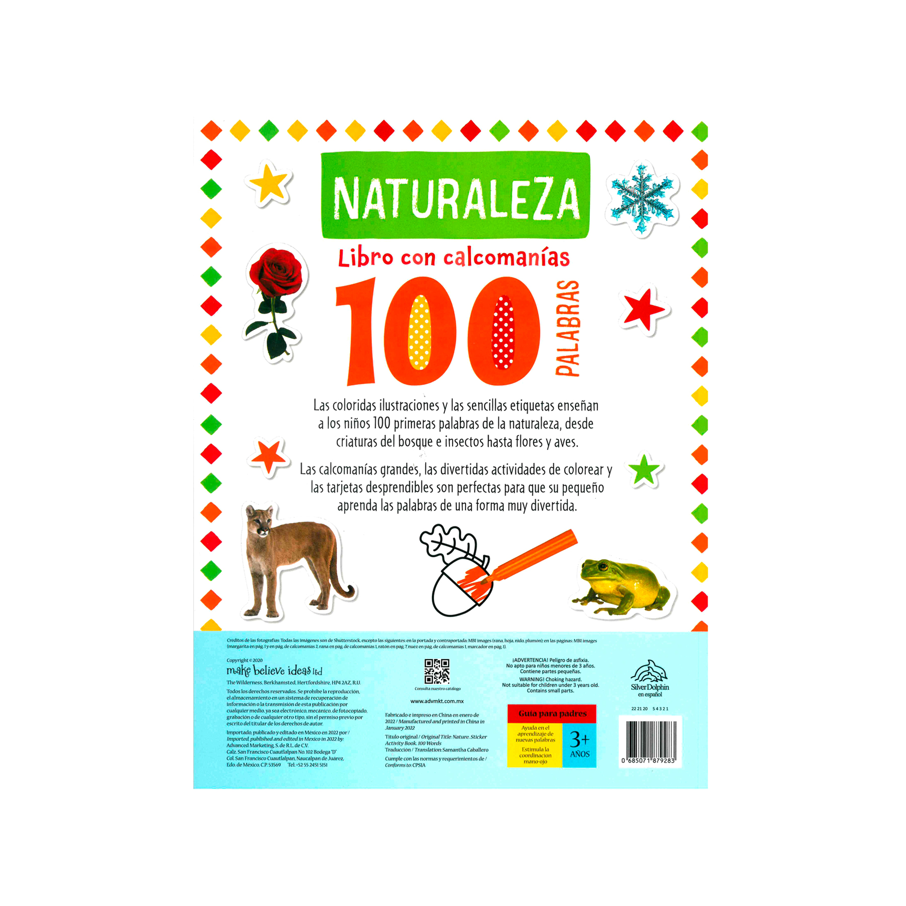 Libro de actividades con calcomanías 100 palabras Naturaleza - 0685071879283-3