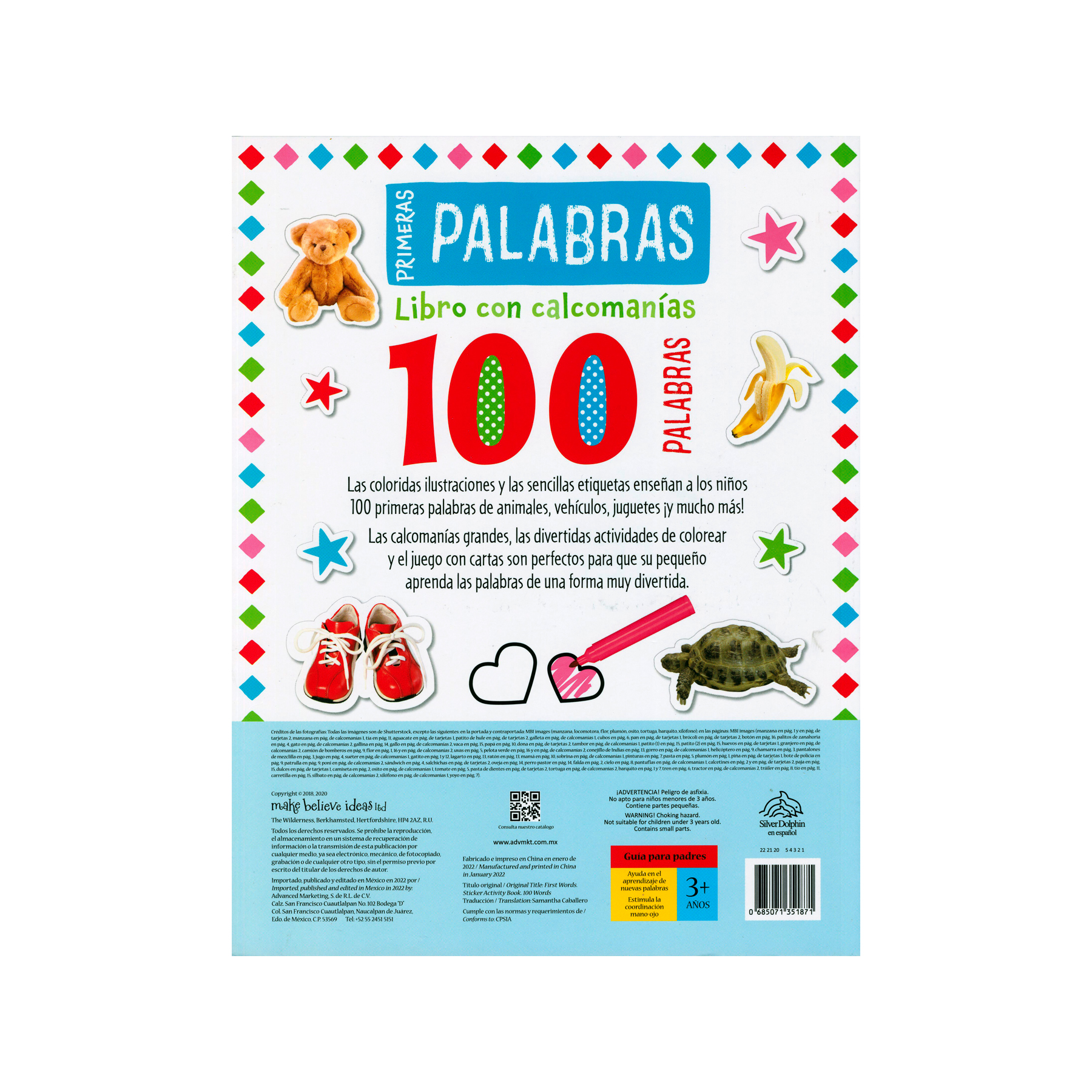 Libro de actividades con calcomanías 100 palabras Primeras Palabras - 0685071351871-3