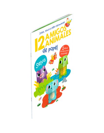 Libro infantil 12 amigos animles de papel Selva - 9789464228328