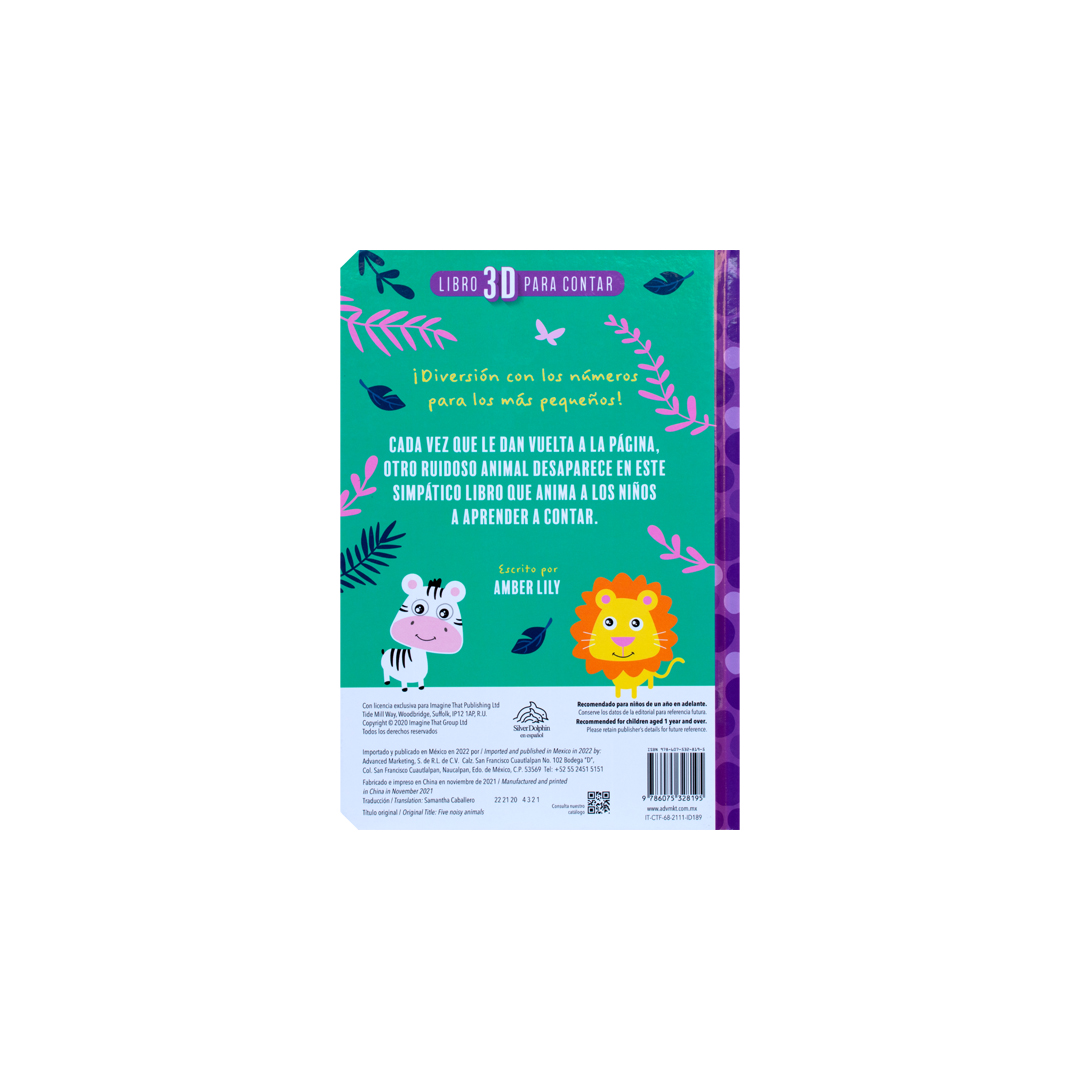 Libro infantil 3D para contar 5 Animales Ruidosos - 9786075328195-3