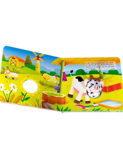 Libro infantil con Marioneta Vicky la Vaca y la Campanita Roja. - 9786075328485-1