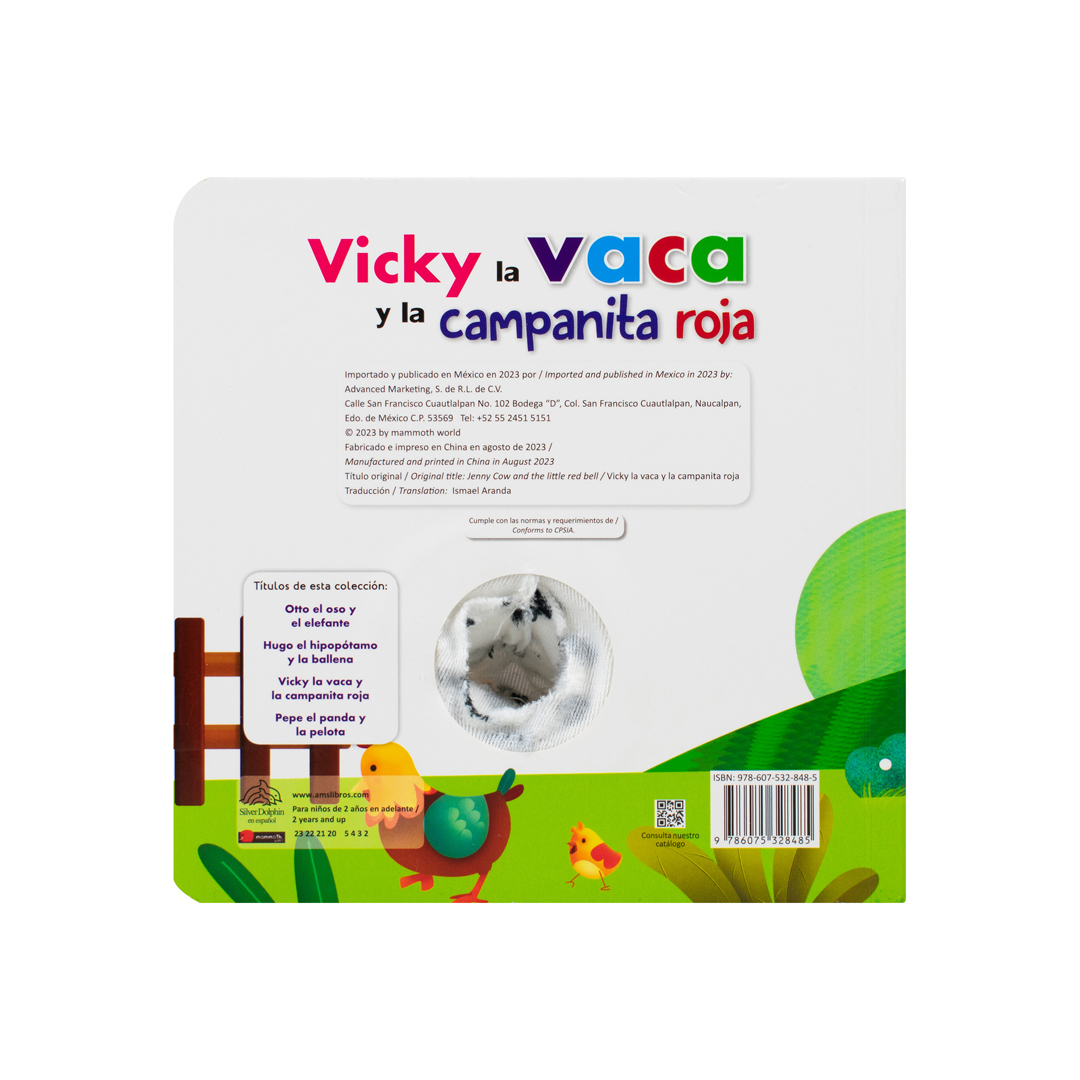 Libro infantil con Marioneta Vicky la Vaca y la Campanita Roja. - 9786075328485-3