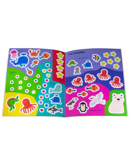 Libro interactivo Actividades geniales 100 Calcomanias divertidas aventuras marinas - 0685071514801-1