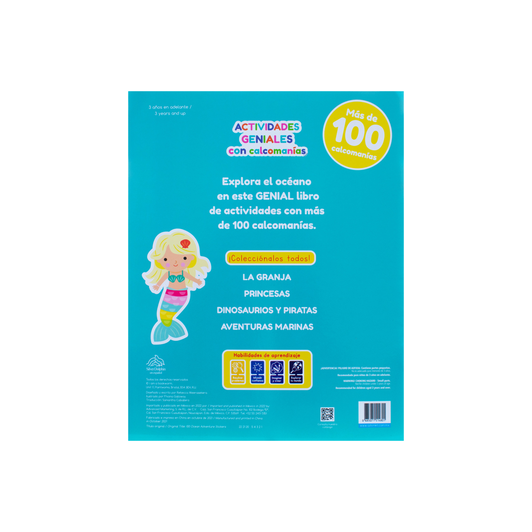 Libro interactivo Actividades geniales 100 Calcomanias divertidas aventuras marinas - 0685071514801-3