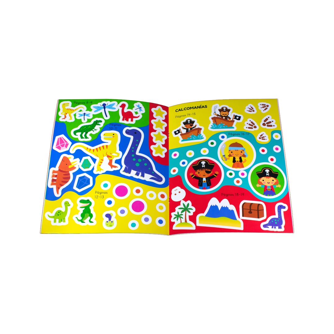 Libro interactivo Actividades geniales 100 Calcomanias divertidas de Dinosaurios y Piratas - 0685071251577-1