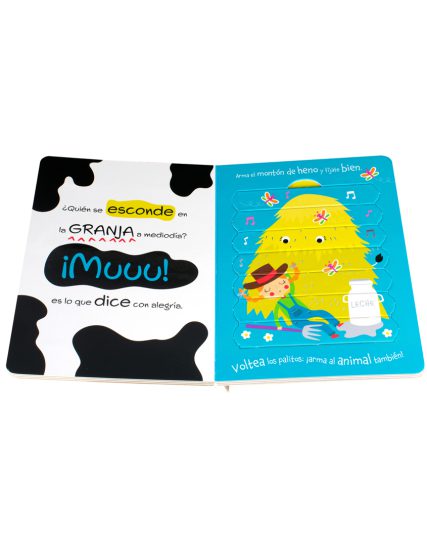 Libro con rompecabezas para armar con palitos Busqueda en la granja - 9786075328874-1