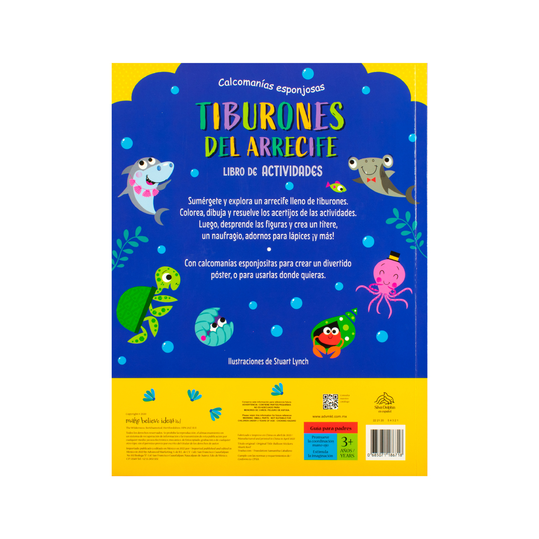 Libro de actividades con Calcomanías esponjosas 3D Tiburones del Arrecife - 0685071186718-3