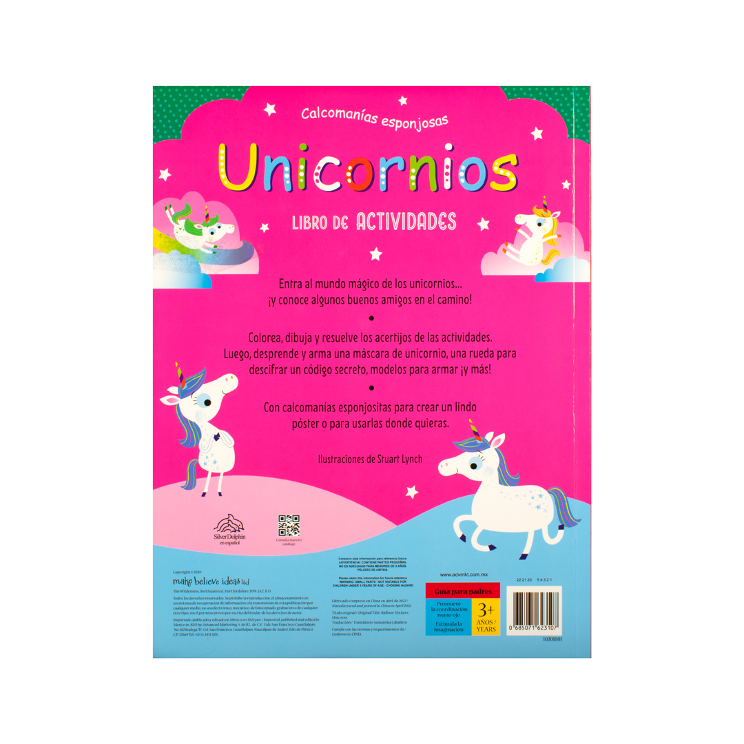 Libro de actividades con Calcomanías esponjosas 3D Unicornios - 0685071623107-3