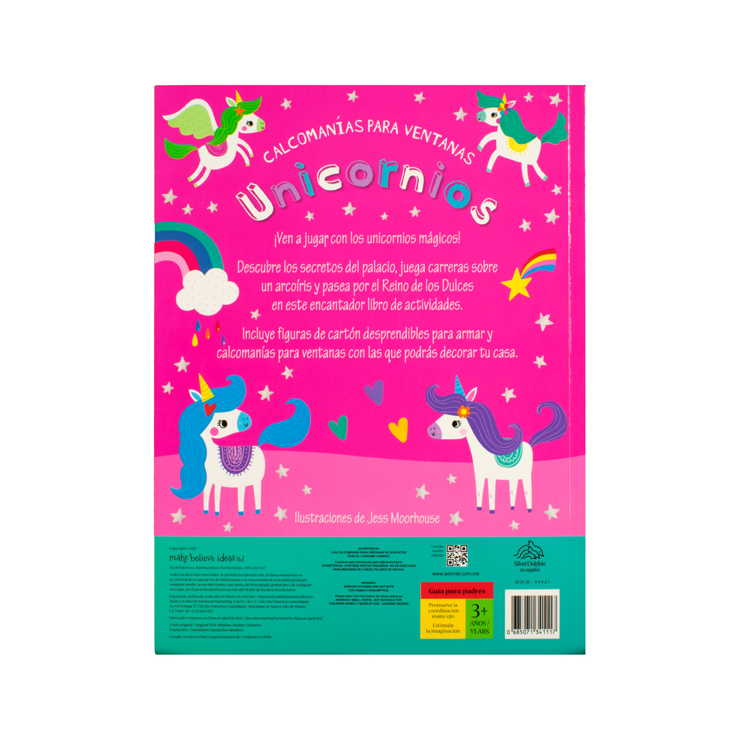 Libro de actividades con Calcomanías para ventanas Unicornios - 0685071341117-3