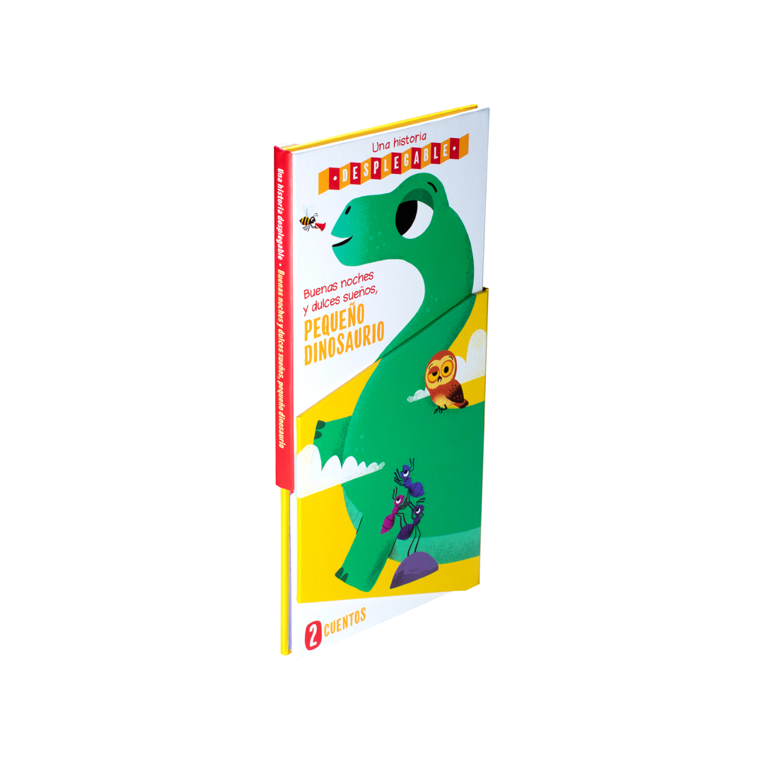 Libro infantil una historia desplegable Buenas noches y dulces sueños pequeño dinosaurios - 9789464228885
