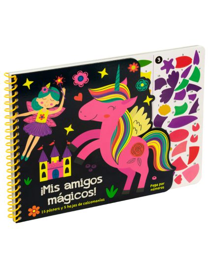 Libro con calcomanías arma y pega por números ¡Mis amigos mágicos! - 0685071831250