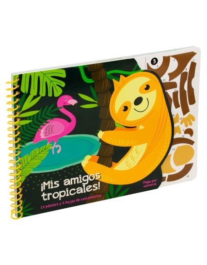 Libro con calcomanías arma y pega por números ¡Mis amigos tropicales! - 0685071925355