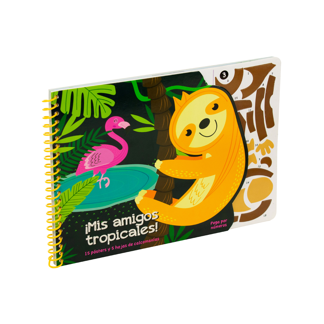 Libro con calcomanías arma y pega por números ¡Mis amigos tropicales! - 0685071925355