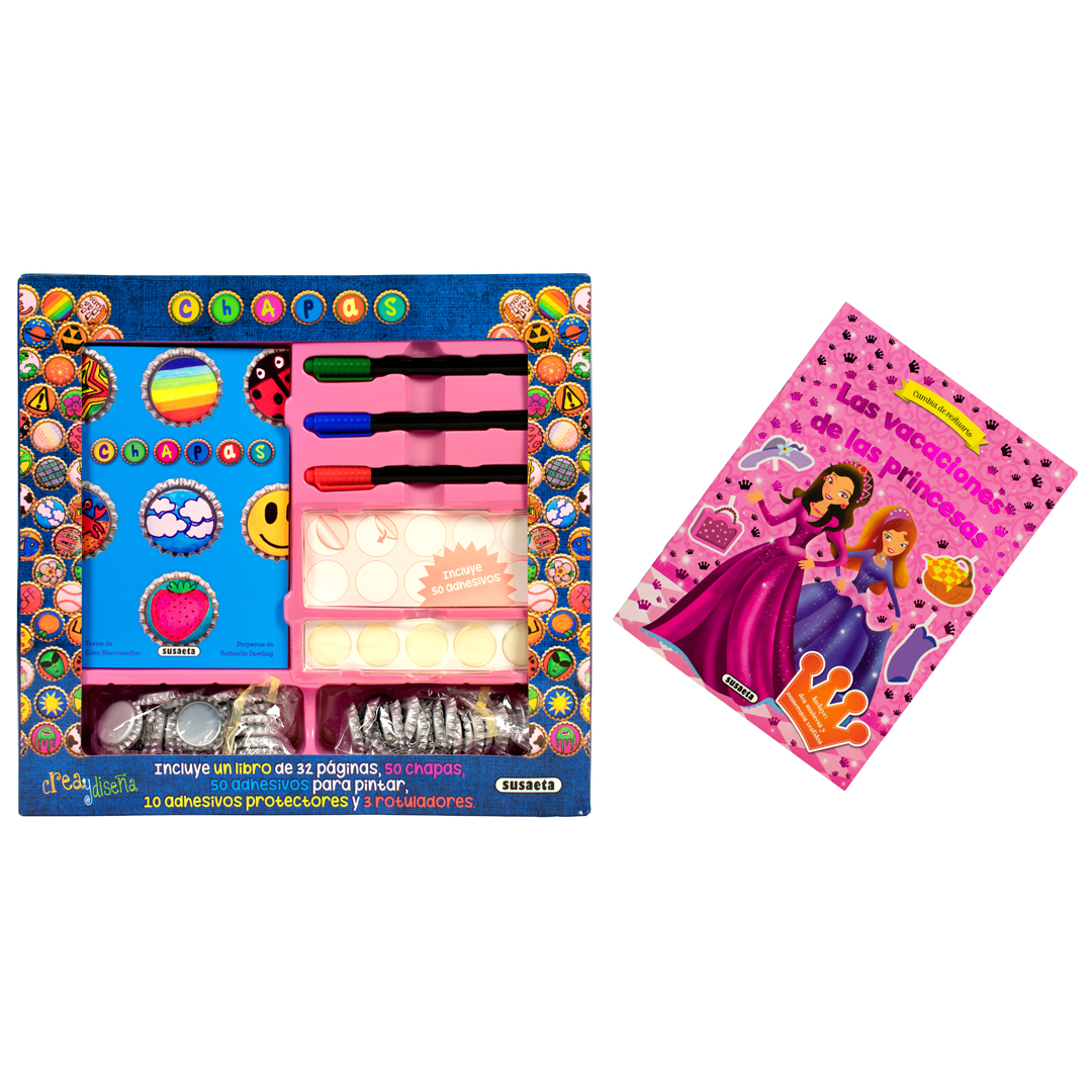 Paquete de libro y chapas decorativas para niñas 2 pz - 0685071131626