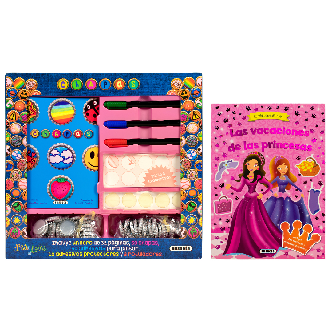 Paquete de libro y chapas decorativas para niñas 2 pz - 0685071131626PAQ-1