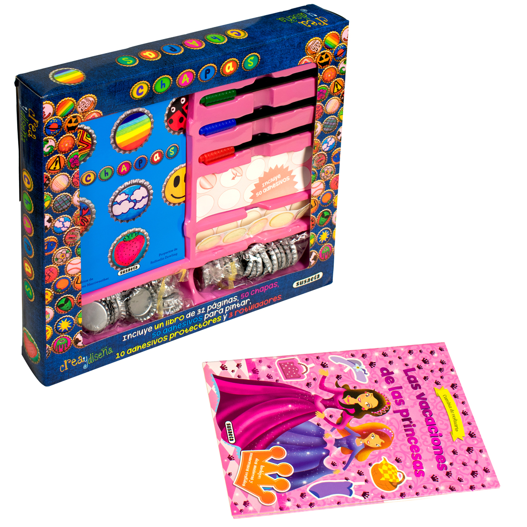 Paquete de libro y chapas decorativas para niñas 2 pz - 0685071131626PAQ