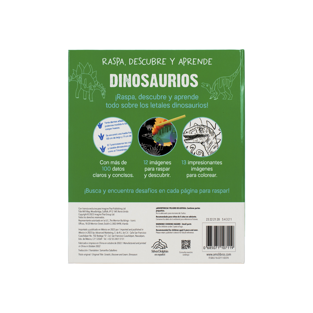 Libro interactivo raspa y descubre Dinosaurios - 0685071107119-3