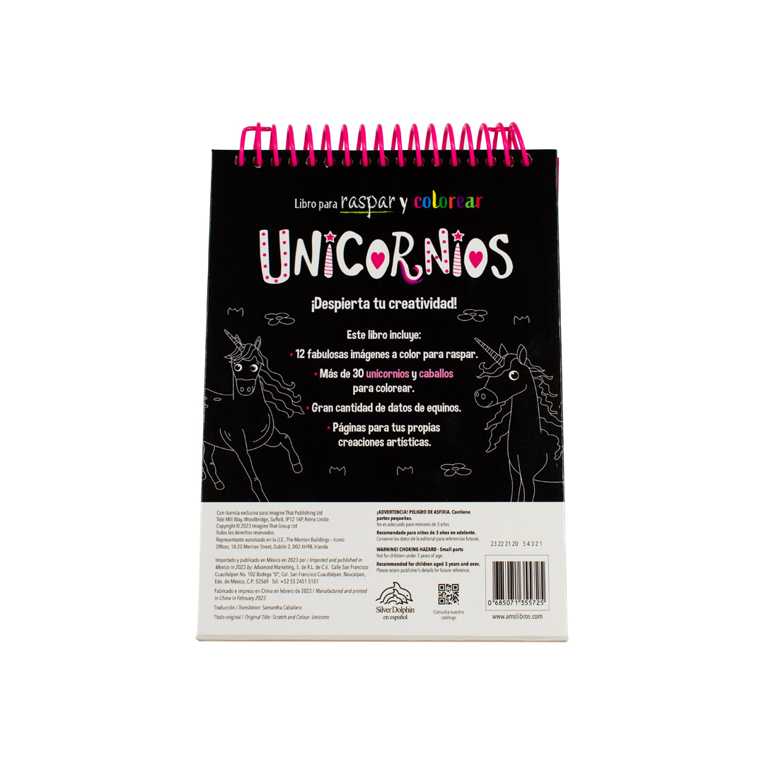 Libro intercativo raspa y colorea Unicornio - 0685071355725-3