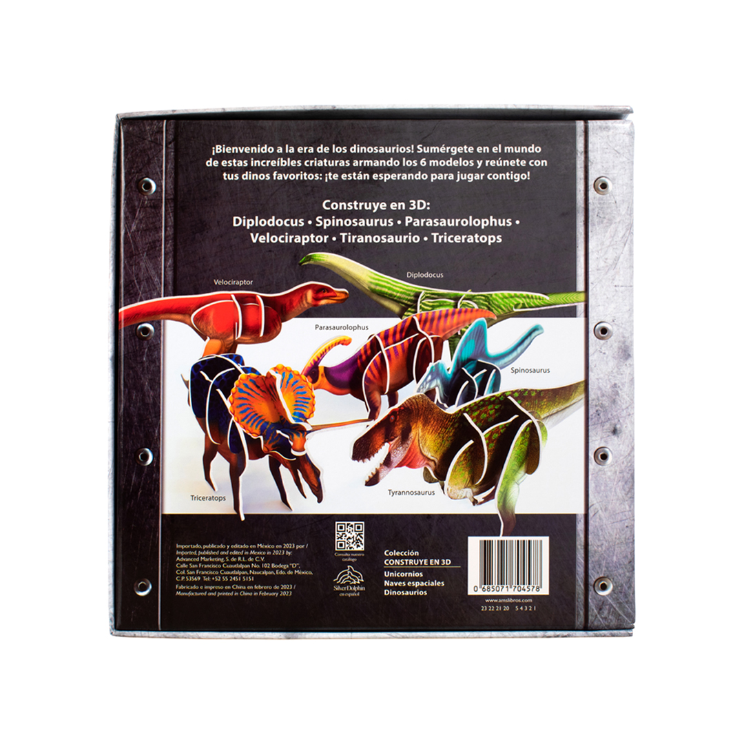 Libro infantil con actividades para construir dinosaurios en 3D - 0685071704578-3