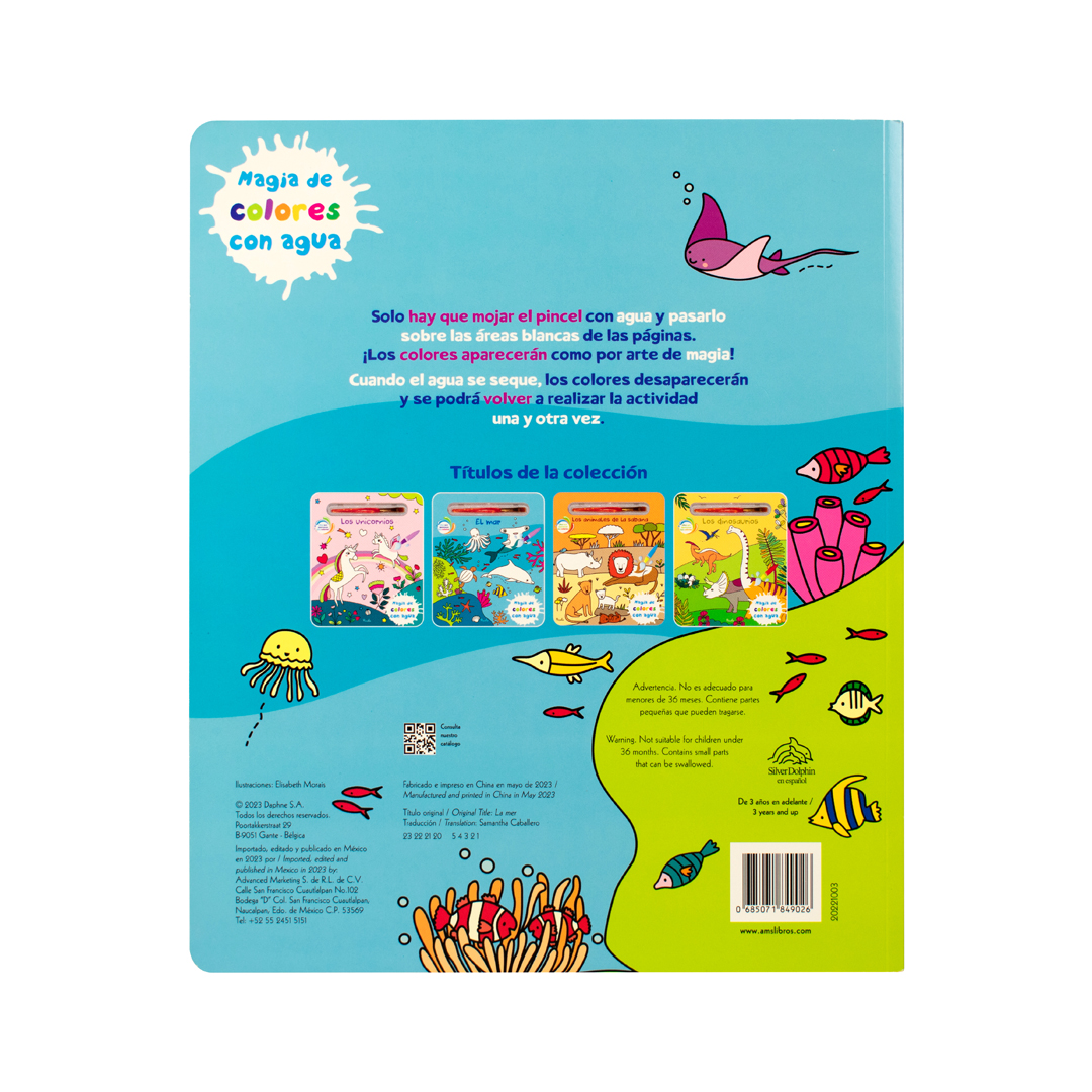 Libro Infantil para colorear Magia de los colores con agua el mar - 0685071849026-3