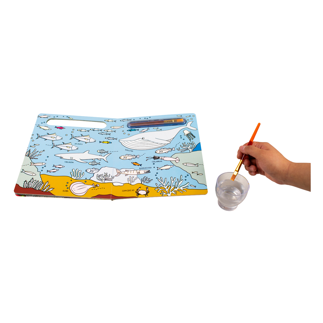 Libro Infantil para colorear Magia de los colores con agua el mar - 0685071849026-4