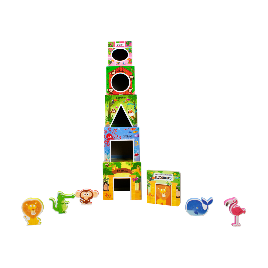 Libro infantil y cubos de construcción construye tu propio zoologico - 9789464761184-1