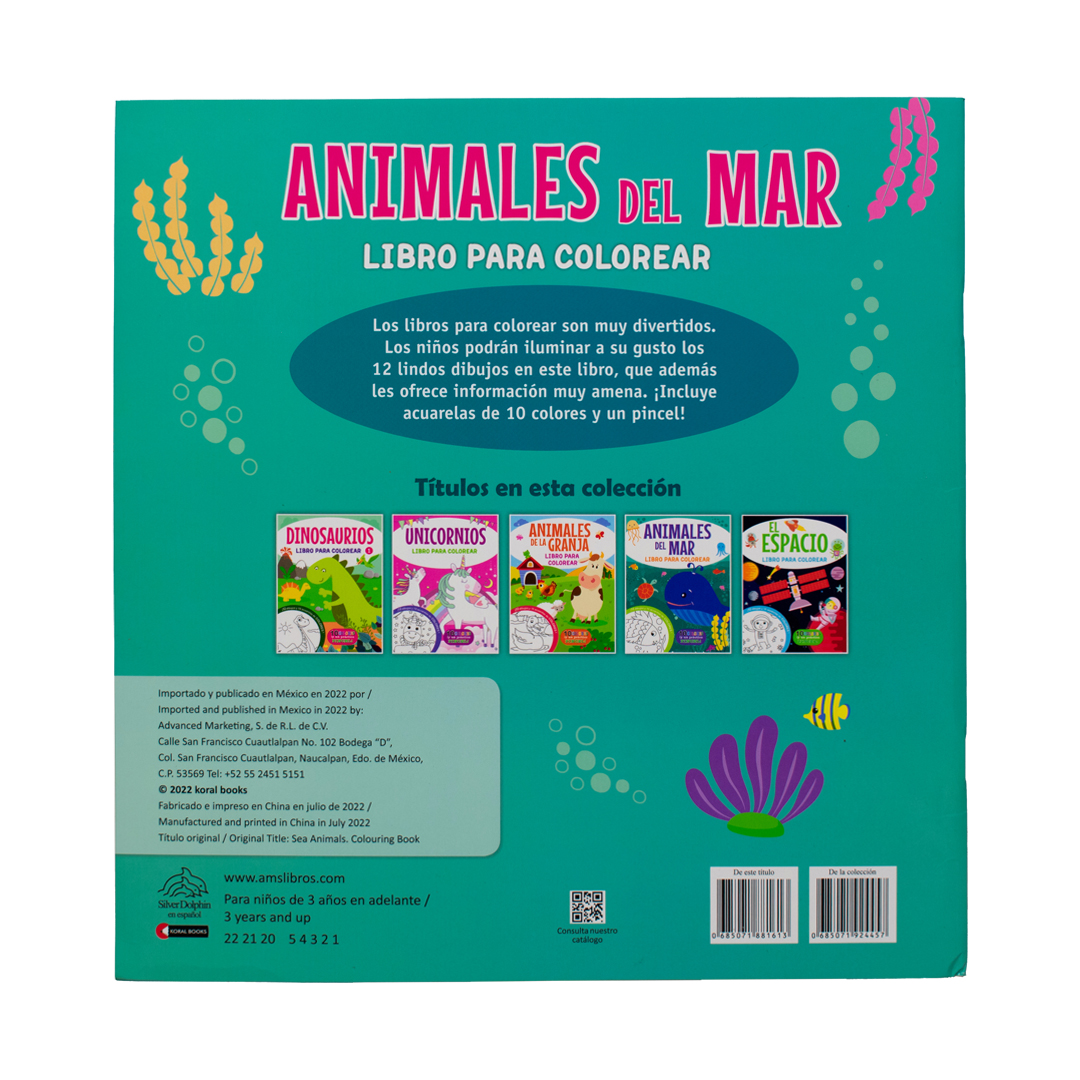 Libro infantil para colorear Animales del mar - 0685071881613-3