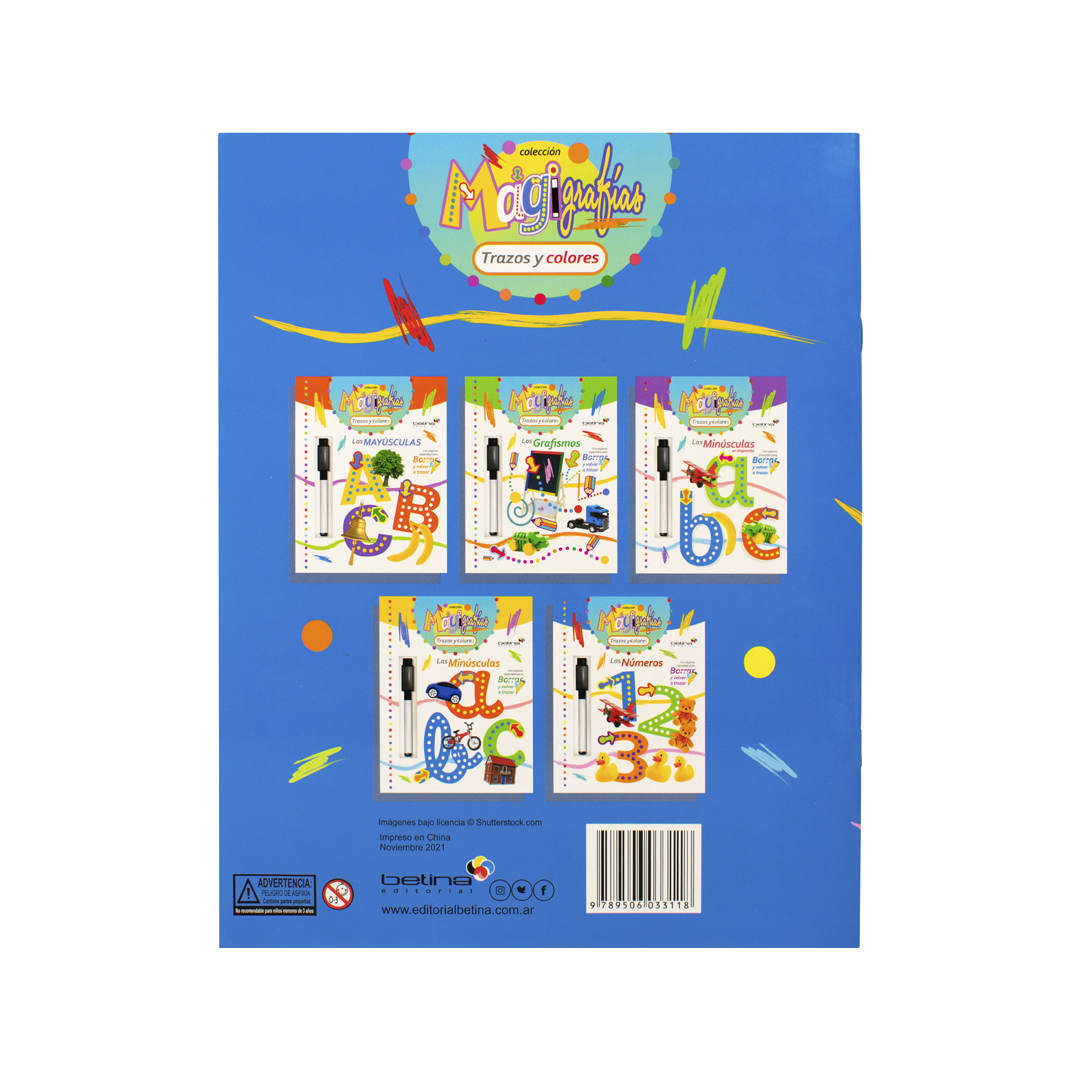 Libro infantil con actividades Magigrafias Los números -9789506033118-3