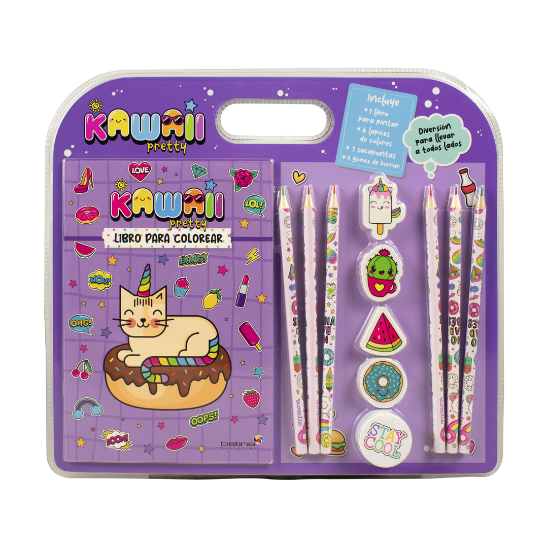 Libro para colorear Diviertete pintando kawaii pretty - 9788419643056-2