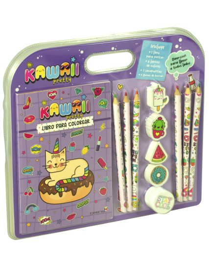 Libro para colorear Diviertete pintando kawaii pretty - 9788419643056
