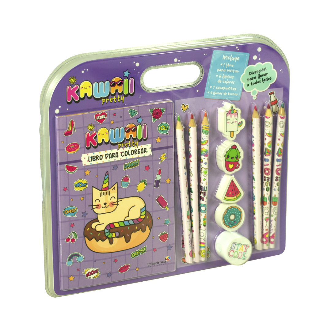 Libro para colorear Diviertete pintando kawaii pretty - 9788419643056