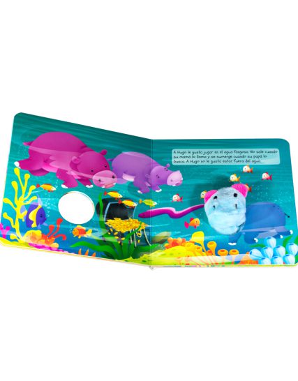 Libro infantil con marioneta Hugo,el Hipopótamo y la Ballena. - 9786075328478-1