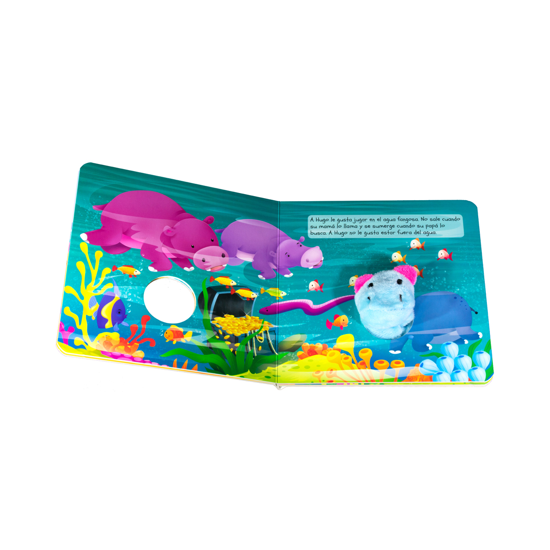 Libro infantil con marioneta Hugo,el Hipopótamo y la Ballena. - 9786075328478-1