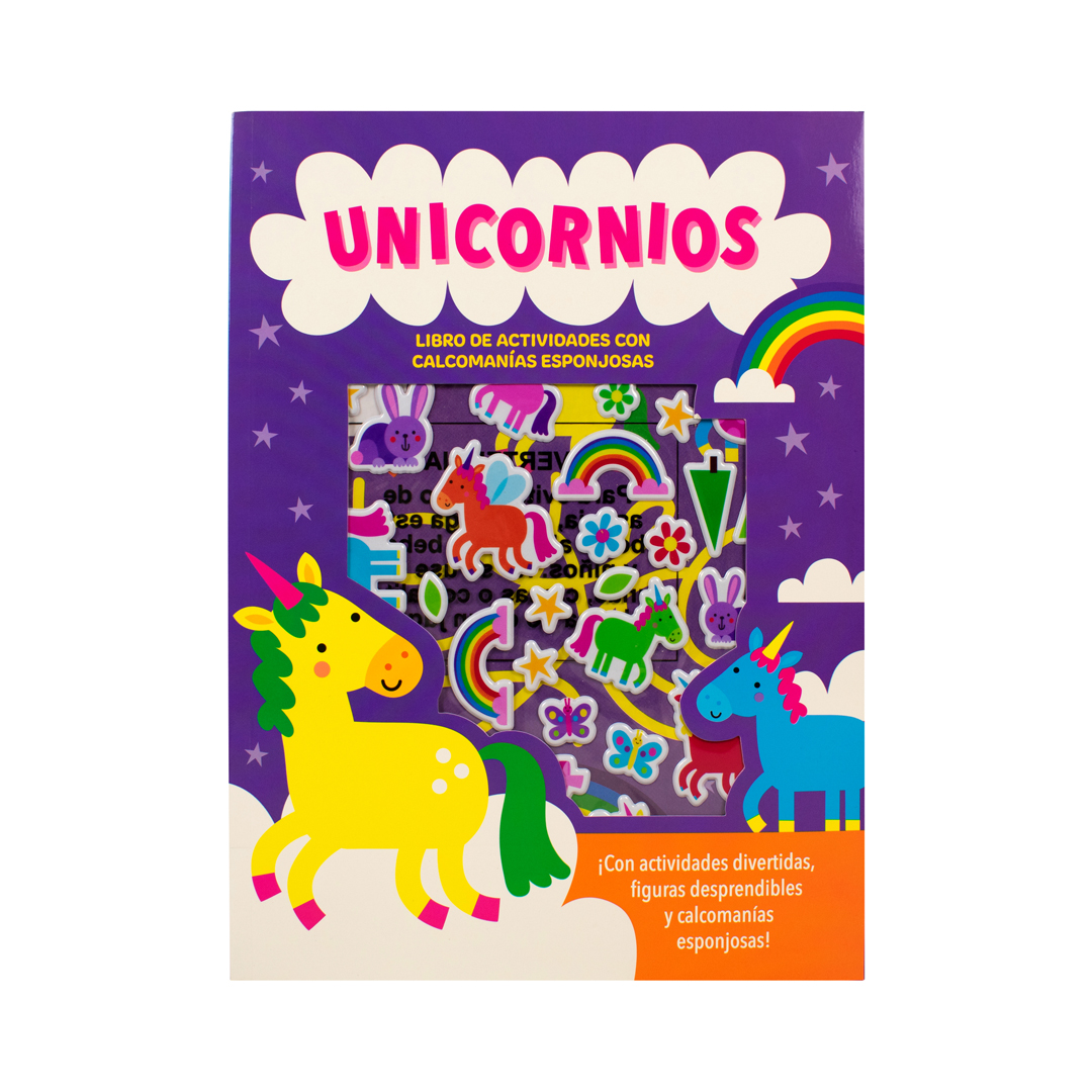 Libro infantil de actividades con calcomanías esponjosas Unicornios - 7508304671832-2