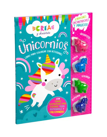Libro infantil con actividades Crea y diviertete Unicornios - 7508304672044