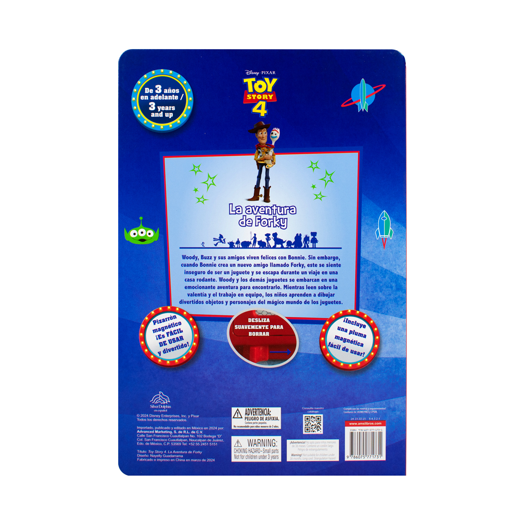 Libro infantil con Pizarron magnetico Disney toy story 4 la aventura de forky - 9786075771731-3