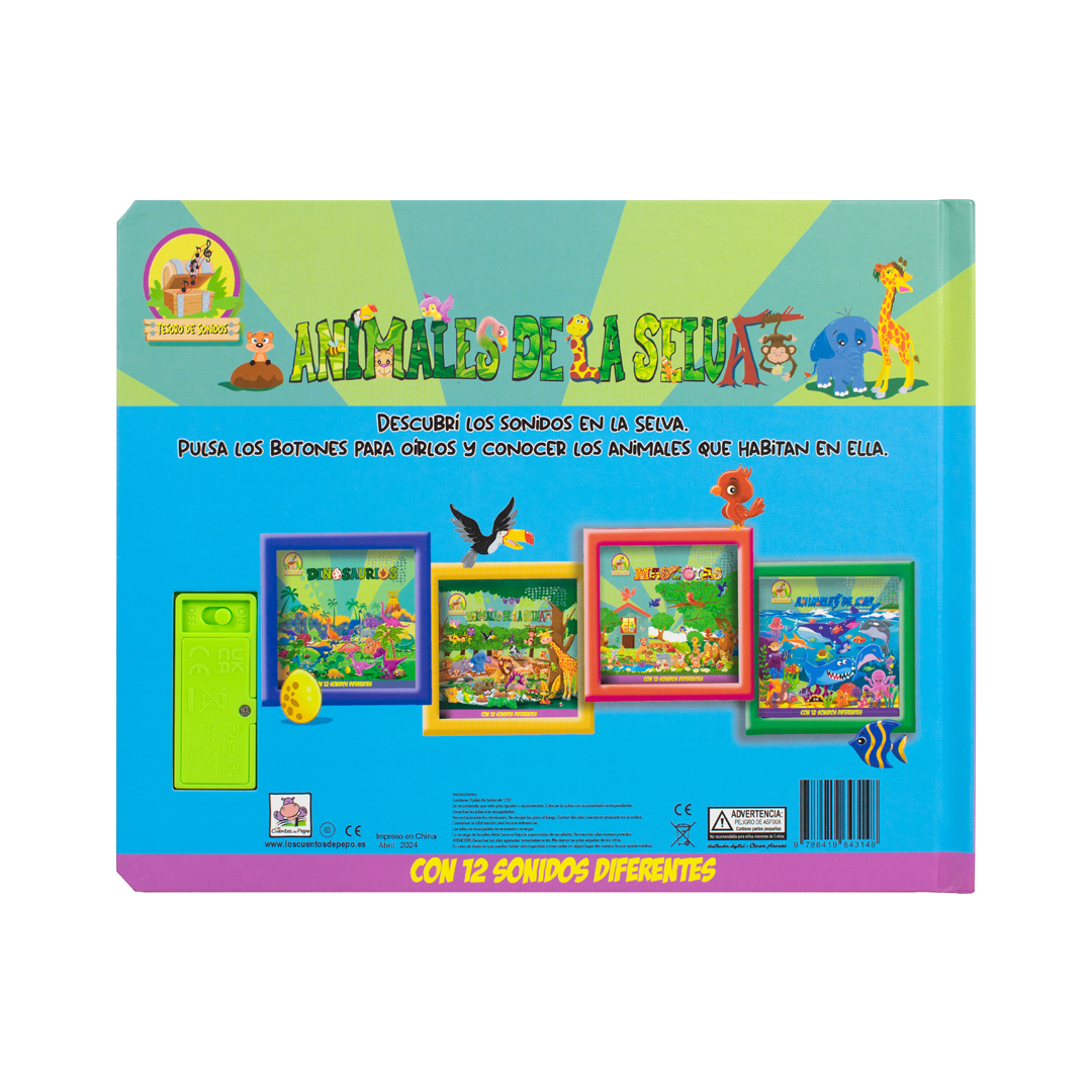 Libro infantil tesoro de sonidos Animales de la selva - 9788419643148-3
