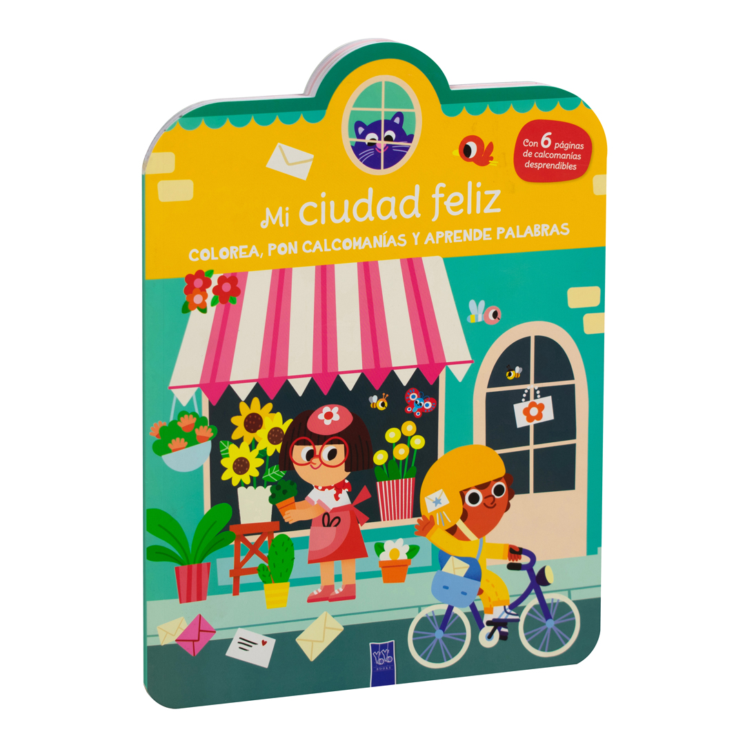 Colorea, pon calcomanias y aprende palabras Mi ciudad feliz - 9789465052878