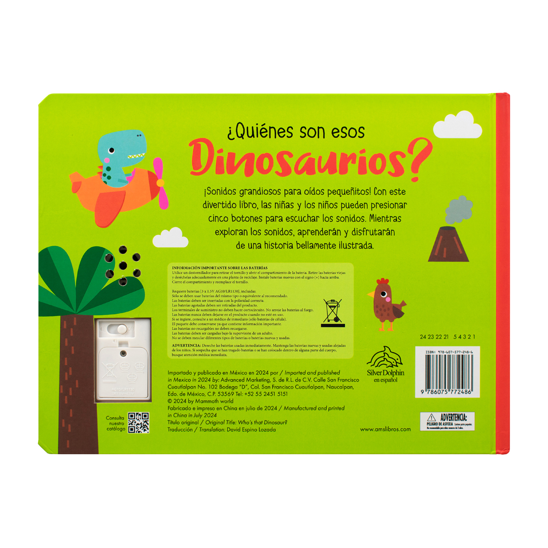 Libro infantil ¡Con cinco botones suavecitos! ¿Quiénes son esos dinosaurios - 9786075772486-3