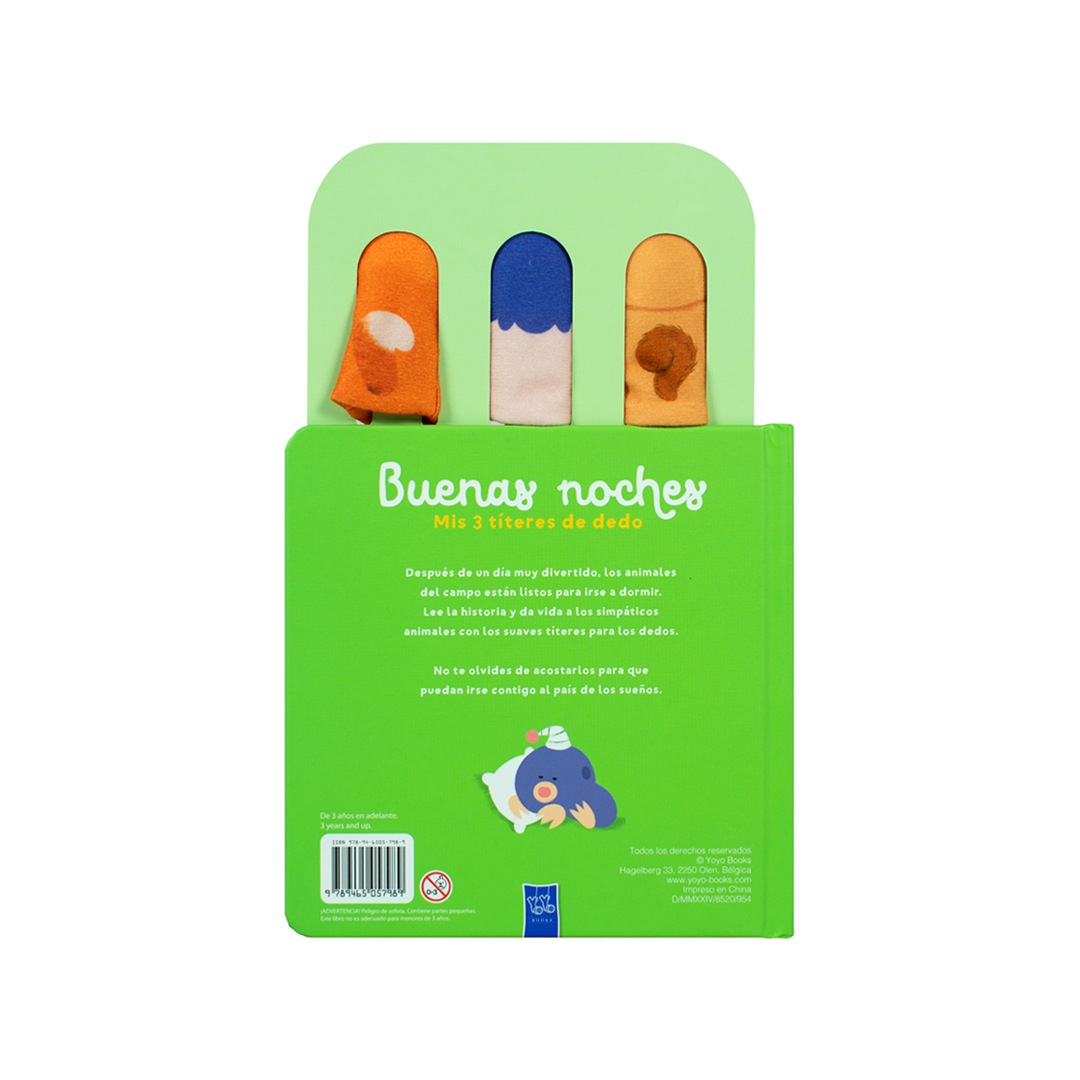 Cuento infantil Buenas noches mis 3 titeres de dedo Amigos del campo - 9789465057989-3