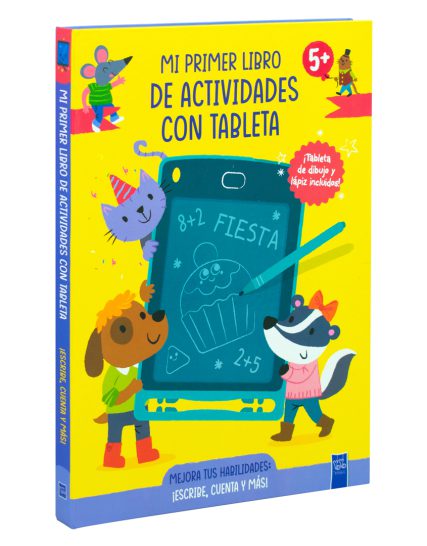 Libro infantil con tableta Mi primer libro de actividades con tableta 5+ ¡Escribe, cuenta y más! (Amarillo) - 9789465056876