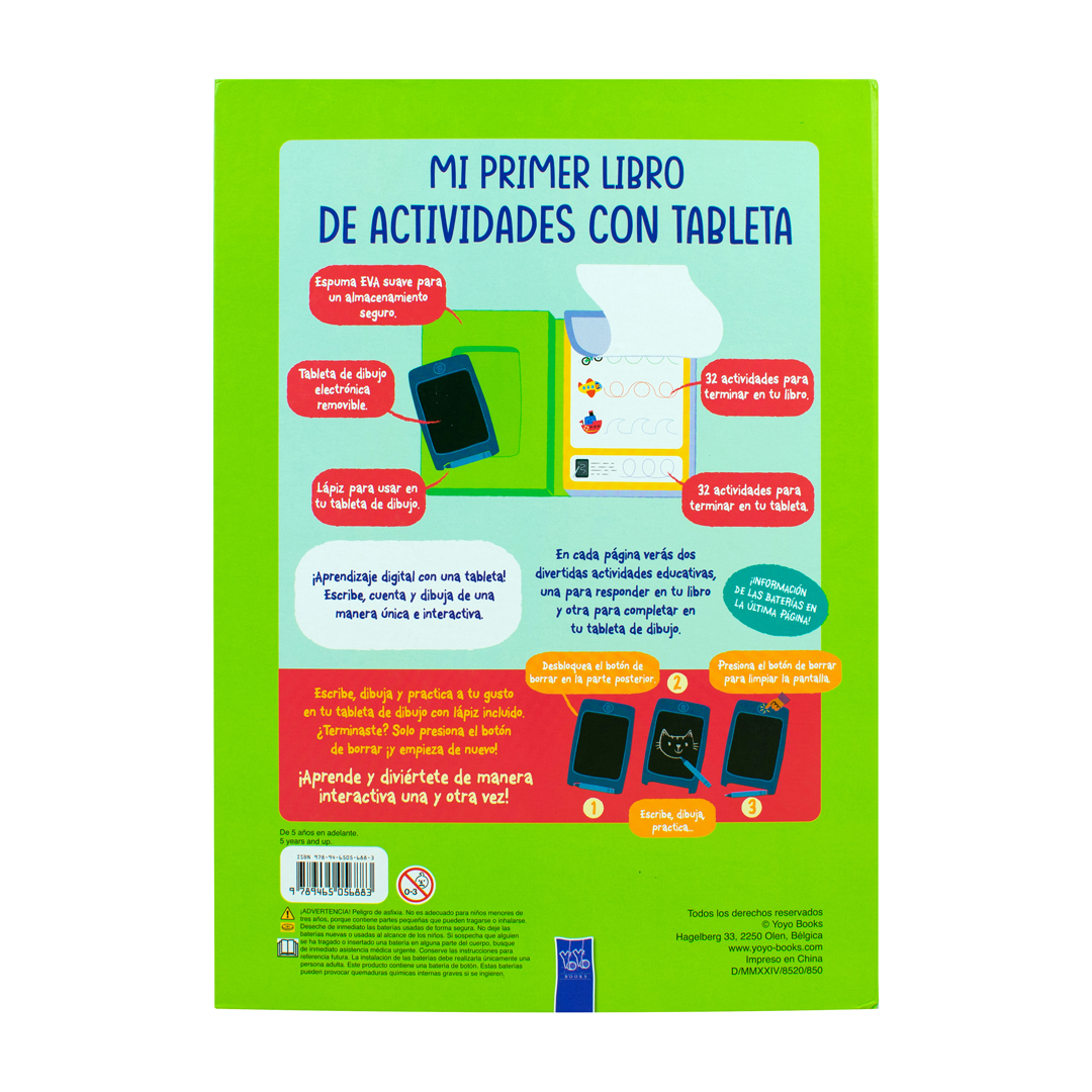 Libro infantil con tableta Mi primer libro de actividades con tableta 5+ ¡Escribe, cuenta y más! (Violeta) - 9789465056883-3