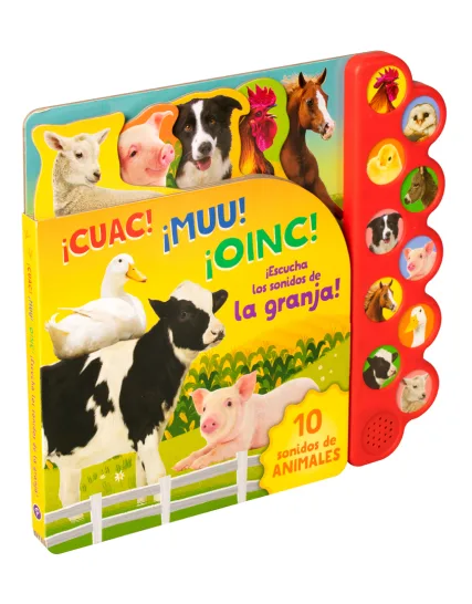 Libro Infantil 10 Sonidos de Animales ¡Cuac! ¡Muu! ¡Oinc! ¡Escucha los Sonidos de la Granja! - 9786075773377