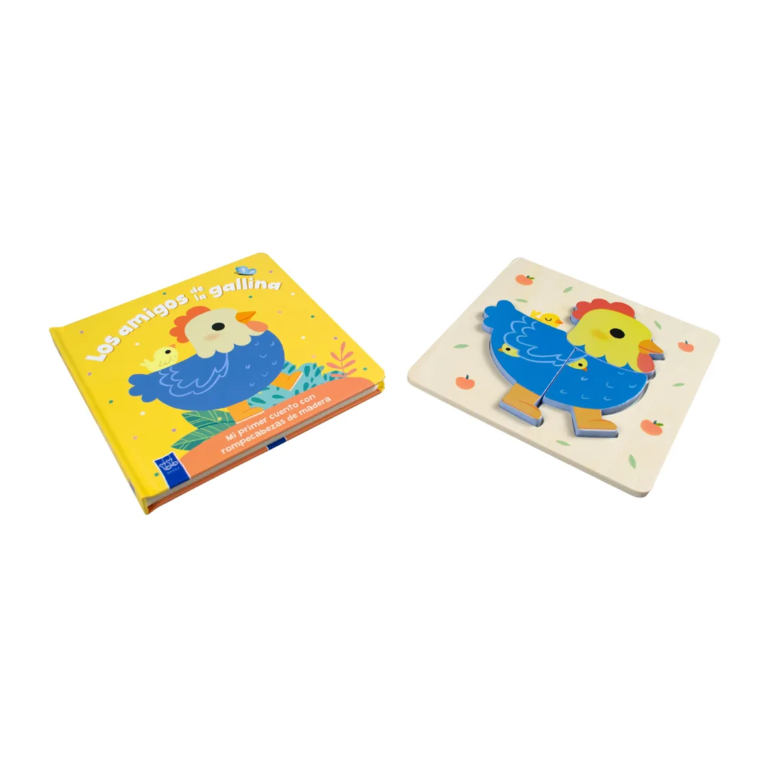 Libro Infantil Mi primer cuento con rompecabezas de madera Los amigos de la gallina - 9789465246604-5